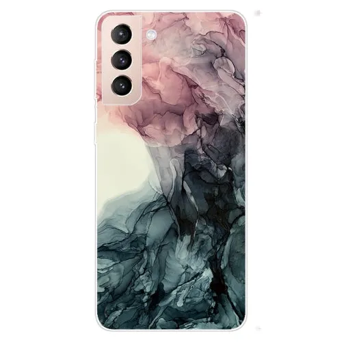 For Samsung Galaxy S22 5G Marble Pattern Shockproof TPU Protective Case(Rhombus White
