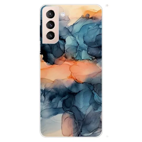For Samsung Galaxy S22 5G Marble Pattern Shockproof TPU Protective Case(Rhombus White