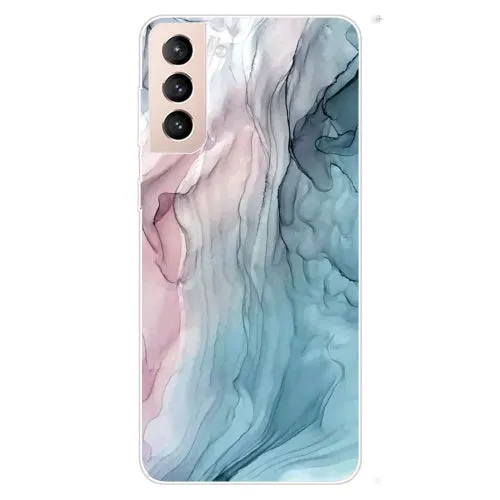 For Samsung Galaxy S22 5G Marble Pattern Shockproof TPU Protective Case(Rhombus White