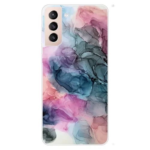 For Samsung Galaxy S22 5G Marble Pattern Shockproof TPU Protective Case(Rhombus White
