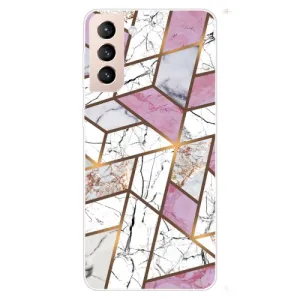 For Samsung Galaxy S22 5G Marble Pattern Shockproof TPU Protective Case(Rhombus White