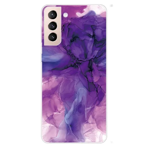 For Samsung Galaxy S22 5G Marble Pattern Shockproof TPU Protective Case(Rhombus White
