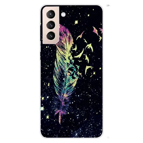 For Samsung Galaxy S22 5G Shockproof Painted Transparent TPU Phone Protective