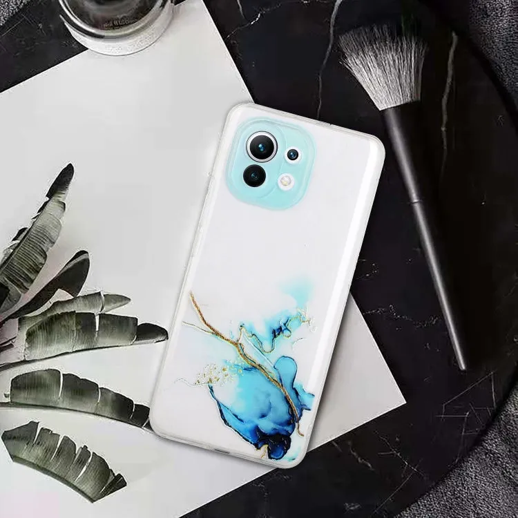 For Xiaomi Mi 11 Hollow Marble Pattern TPU Precise Hole Protective