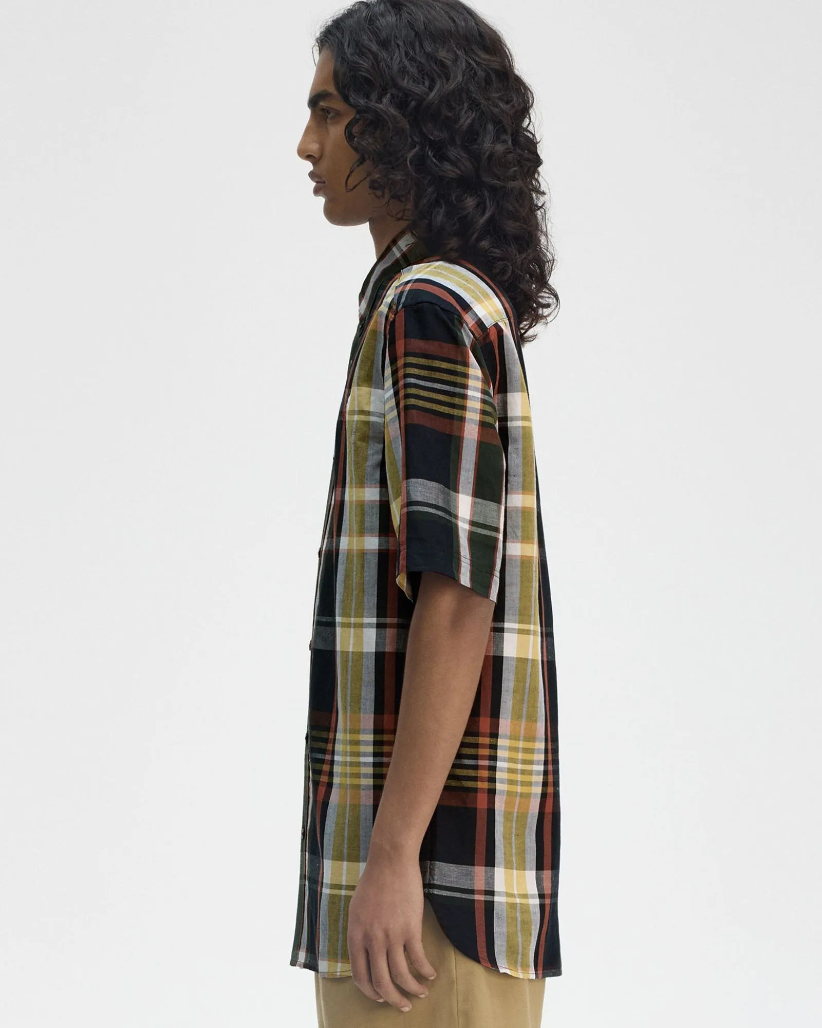 Fred Perry Madras Check S/S Shirt - Navy