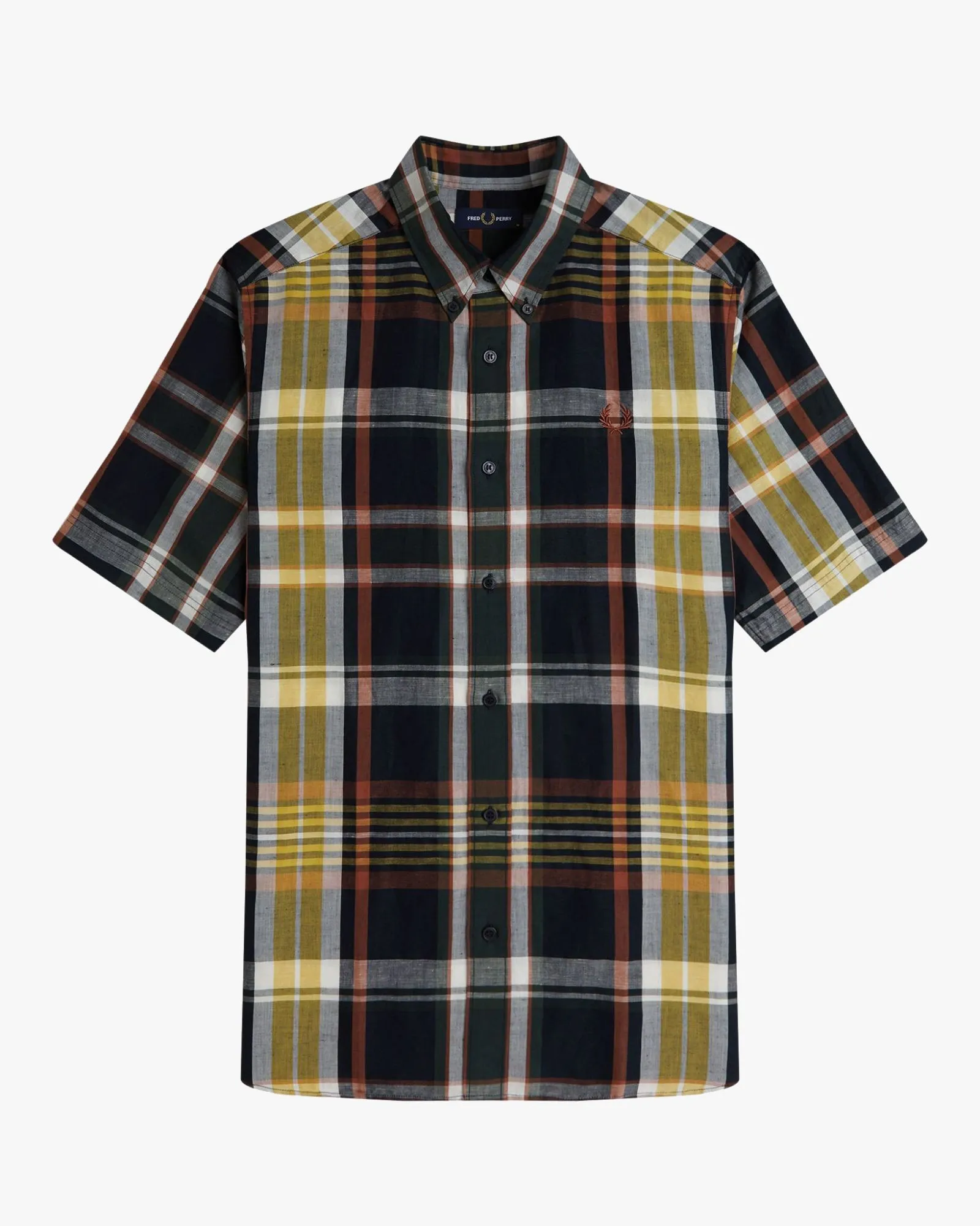 Fred Perry Madras Check S/S Shirt - Navy