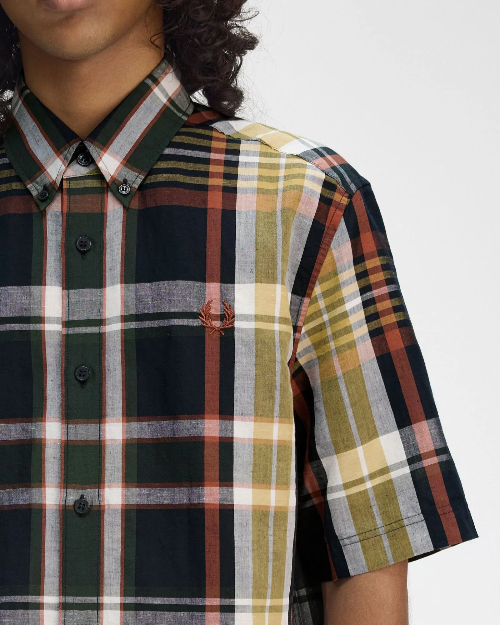 Fred Perry Madras Check S/S Shirt - Navy
