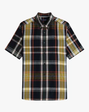 Fred Perry Madras Check S/S Shirt - Navy
