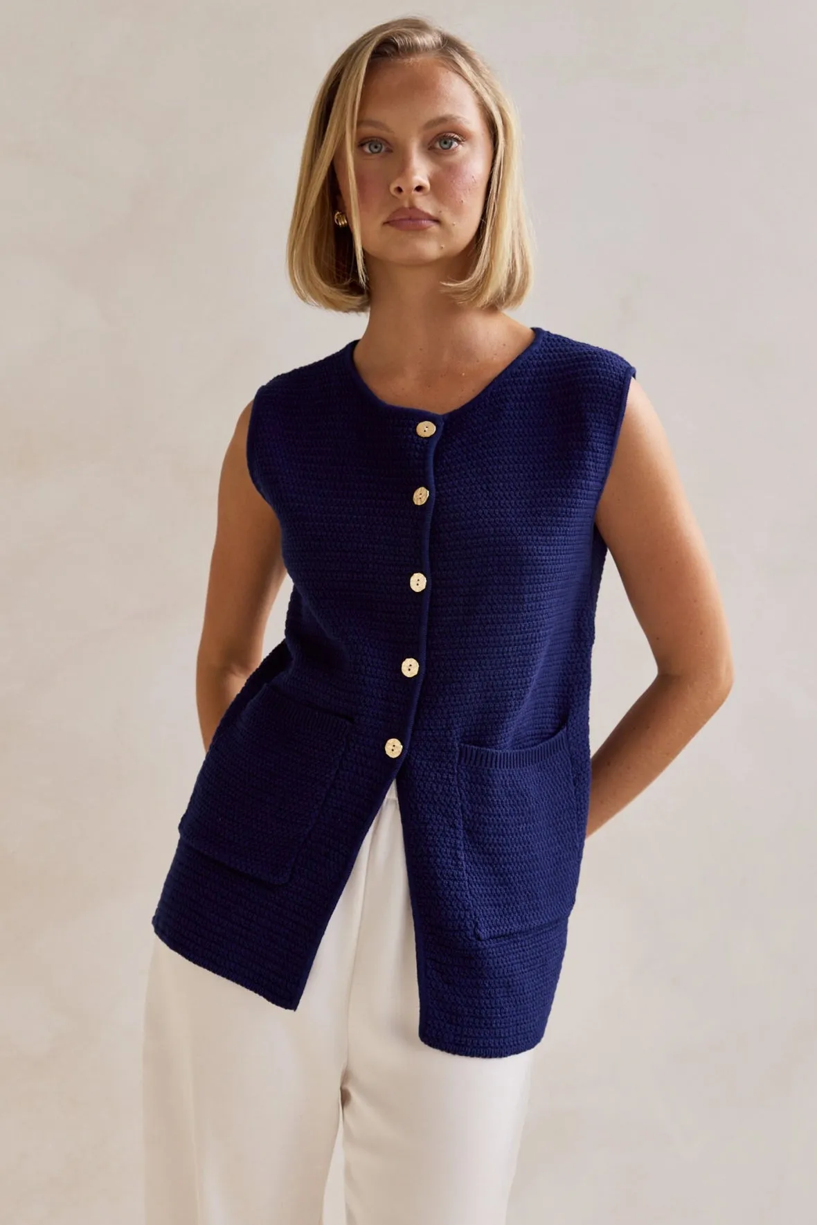 Freja Knit Vest (Navy)