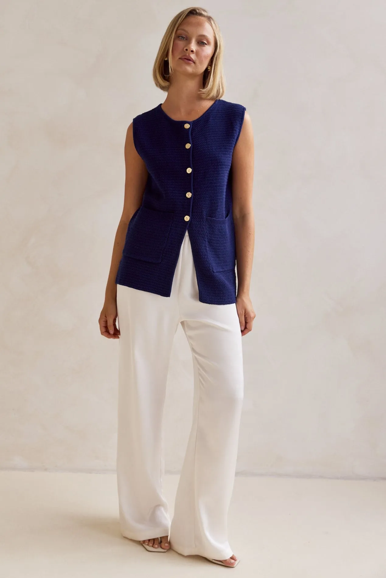 Freja Knit Vest (Navy)