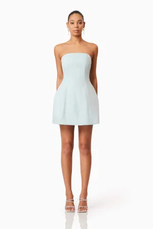 Geranium Strapless Party Dress In Blue