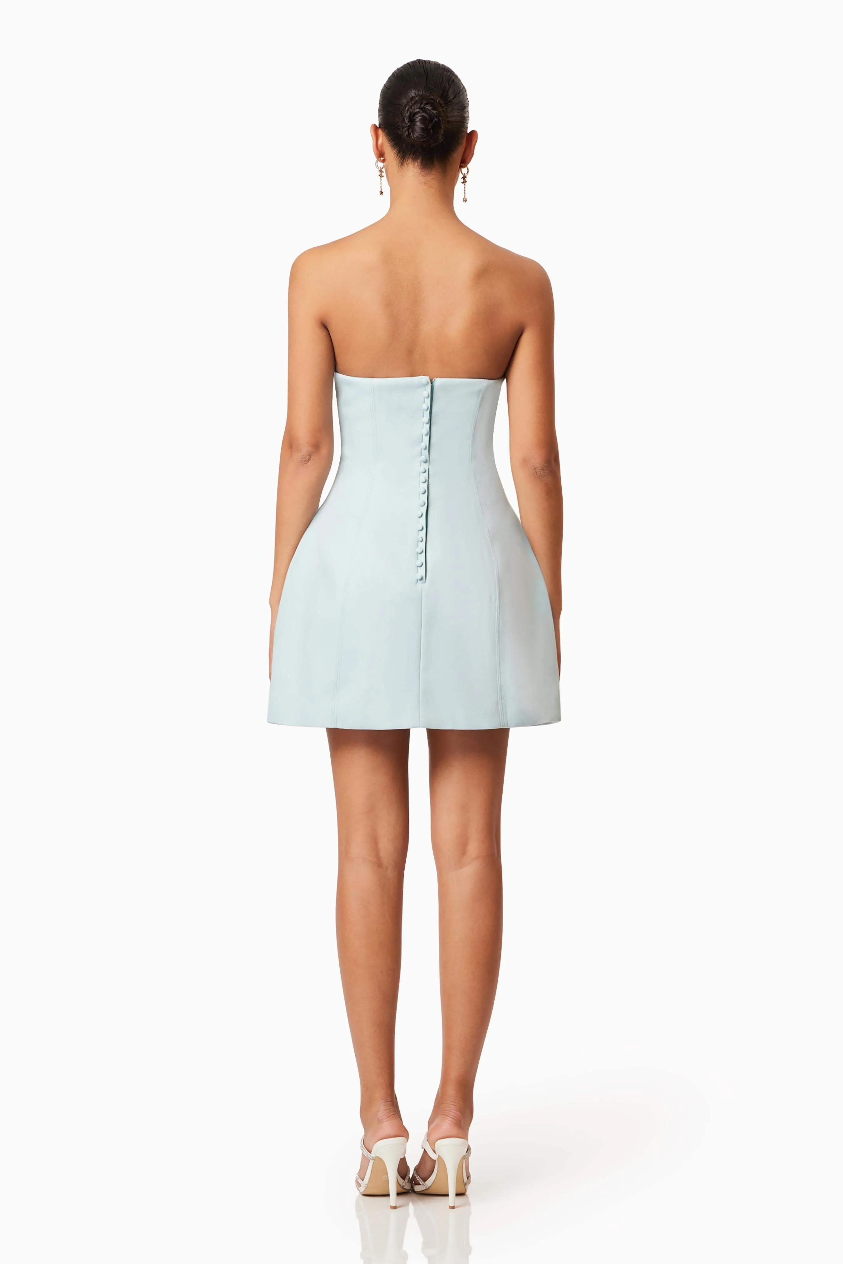 Geranium Strapless Party Dress In Blue
