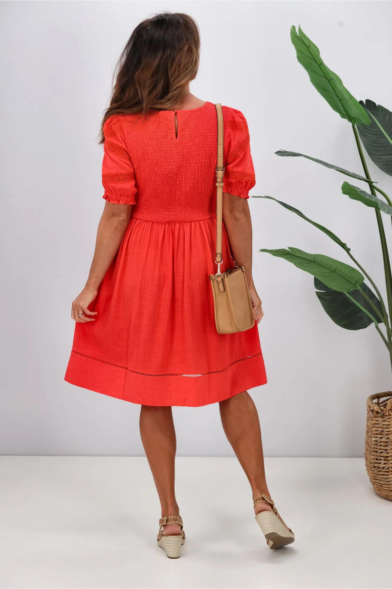 Gloss by Shine On Tennesse Sleeve Detail Dress Coral