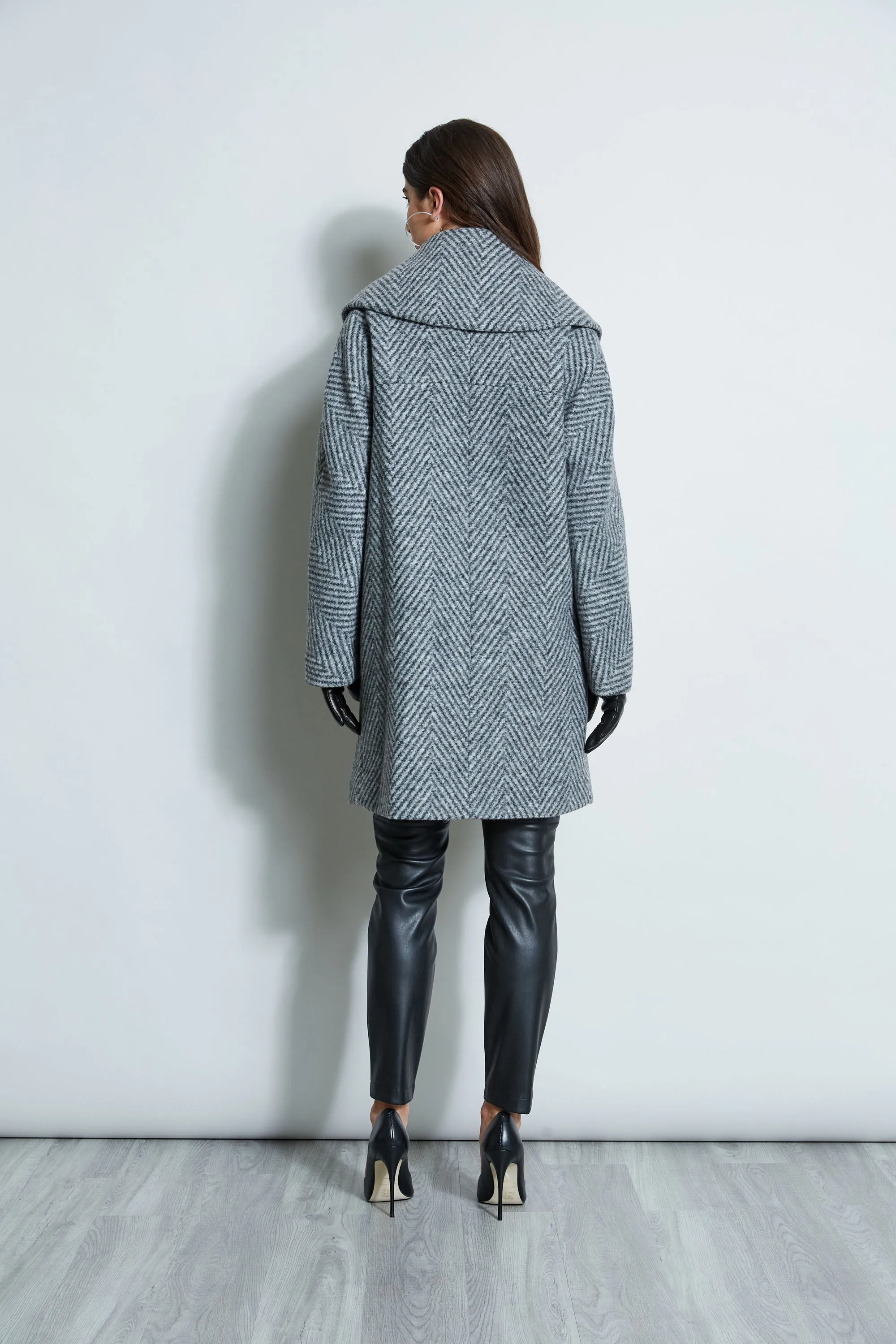 Herringbone Brushed Double Breasted Coat