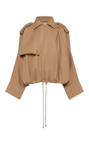 Hunt Oversized Trench Jacket in Camel Sea Island Cotton Twill