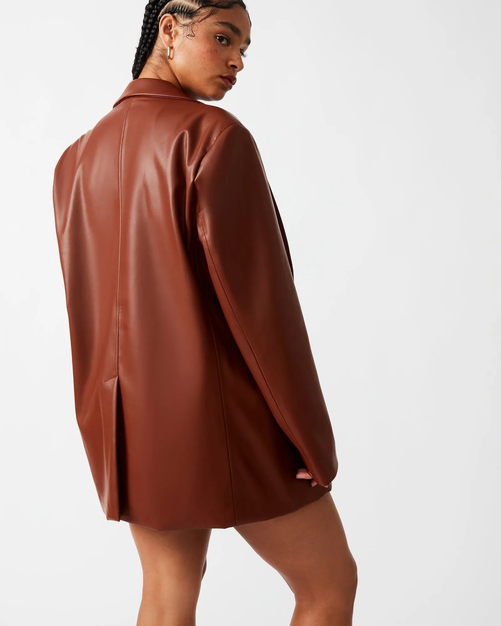 IMAAN FAUX LEATHER BLAZER COGNAC - SM REBOOTED