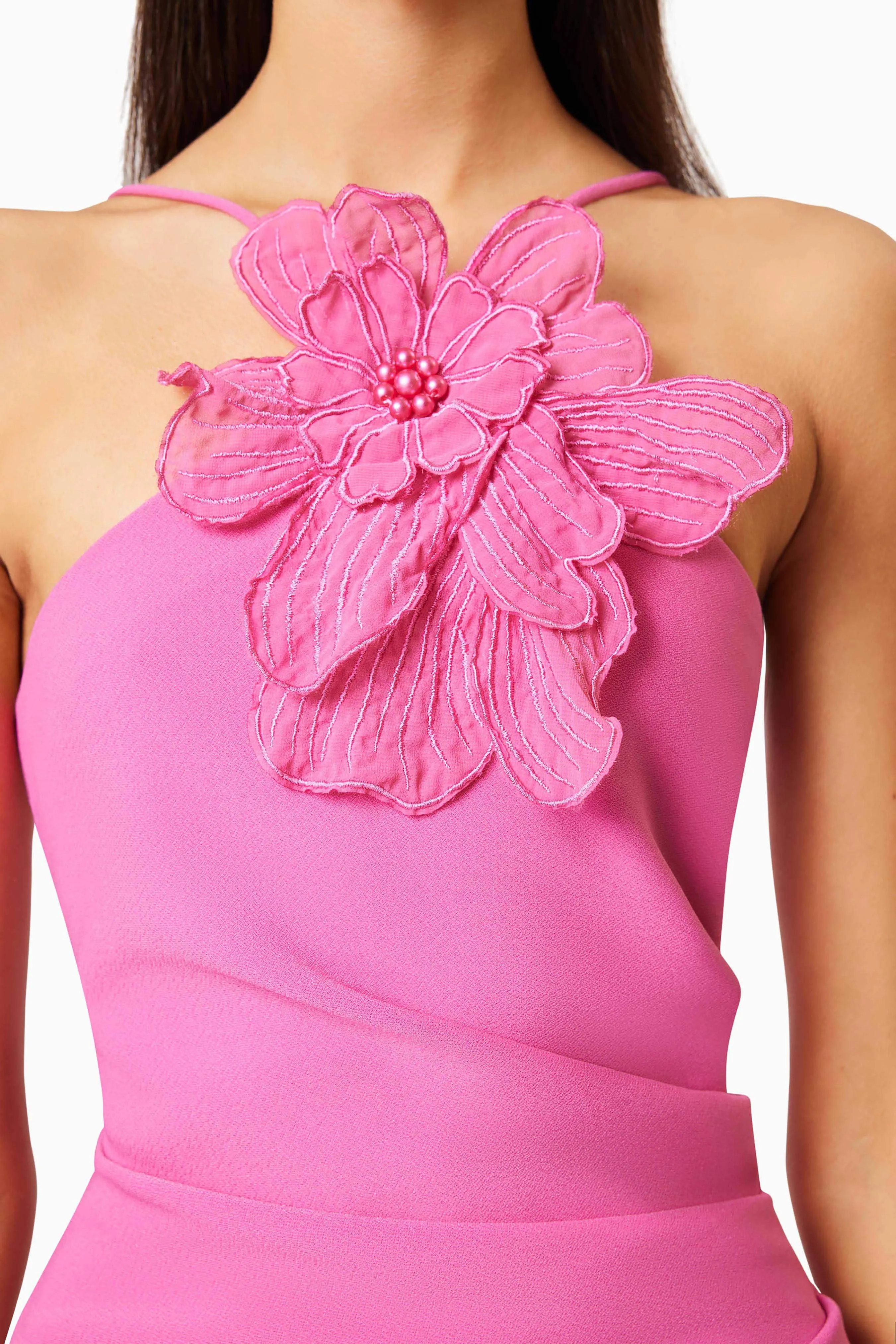 Janelle 3D Midi Dress In Pink
