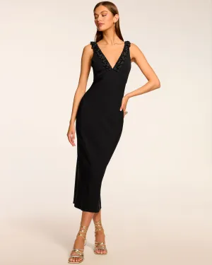 Kallie Floral Embellished Crepe Midi Dress