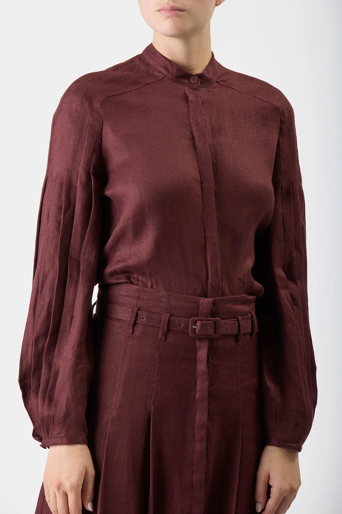 Laetitia Blouse in Deep Bordeaux Linen