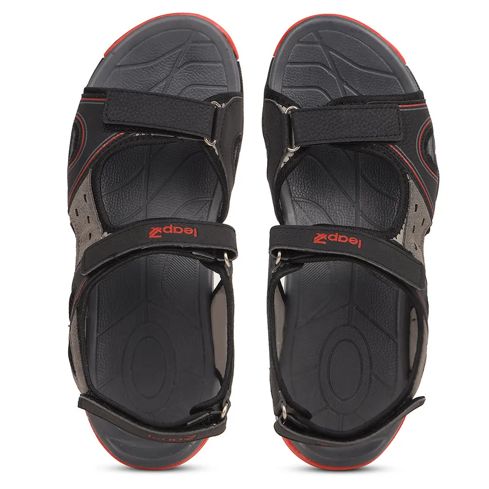 Leap7x Black Sporty Casual Sandal For Men ALBANIA-2 By Liberty