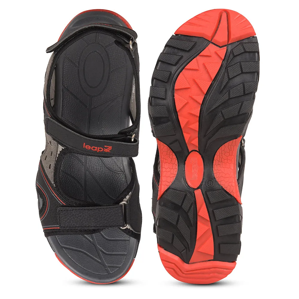 Leap7x Black Sporty Casual Sandal For Men ALBANIA-2 By Liberty