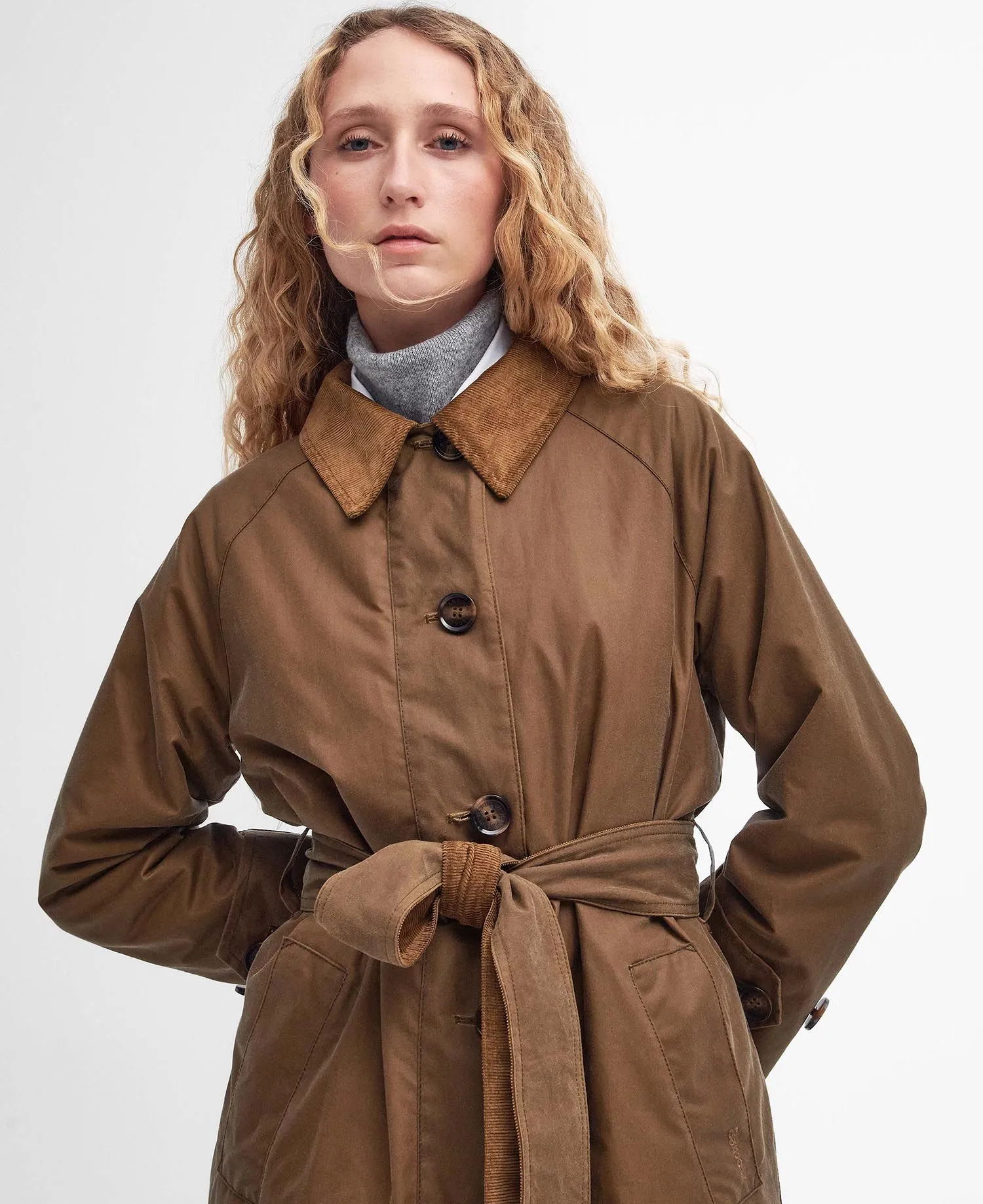 Marianne Waxed Trench Coat Sand/Ancient Loden Tartan