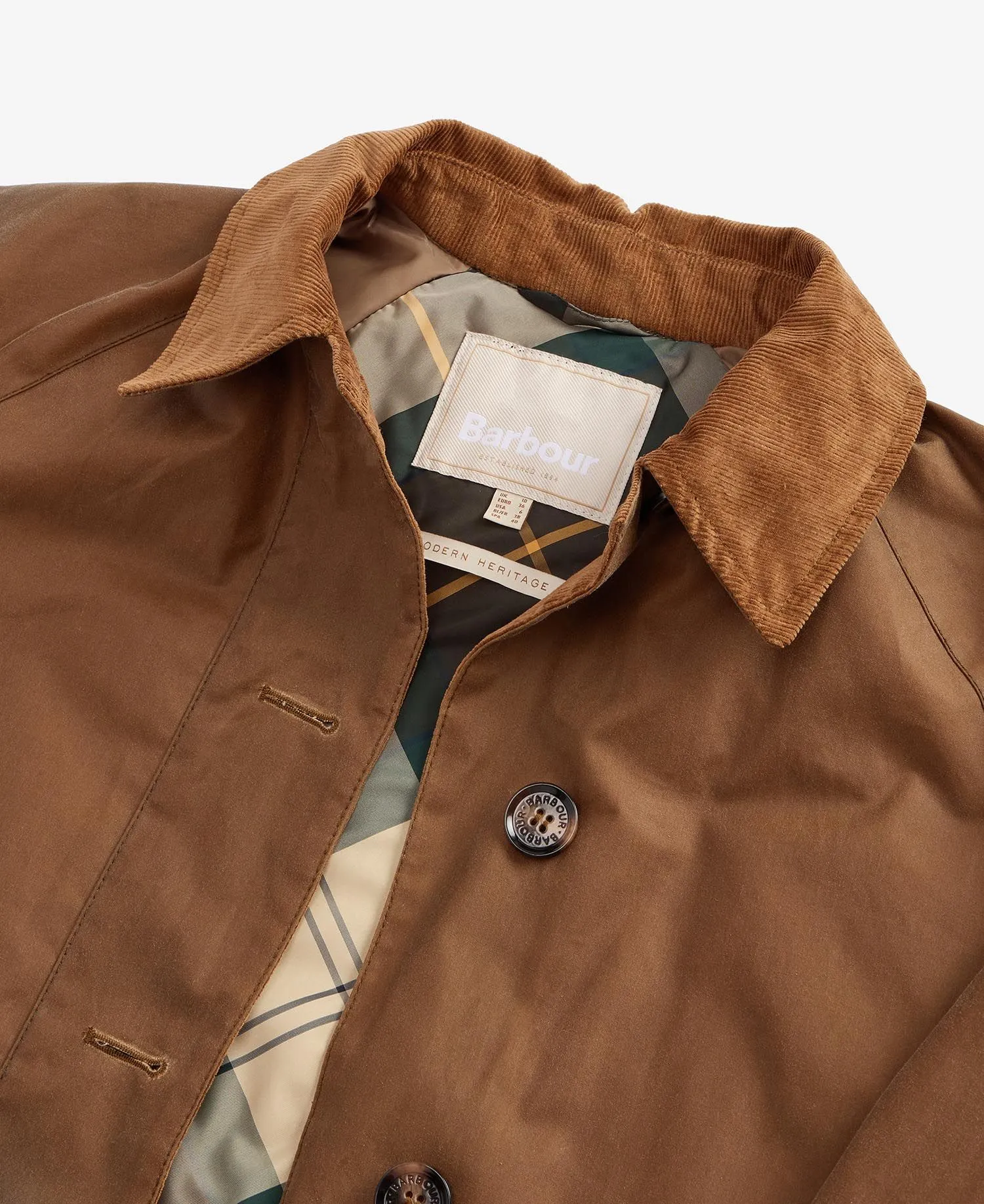 Marianne Waxed Trench Coat Sand/Ancient Loden Tartan