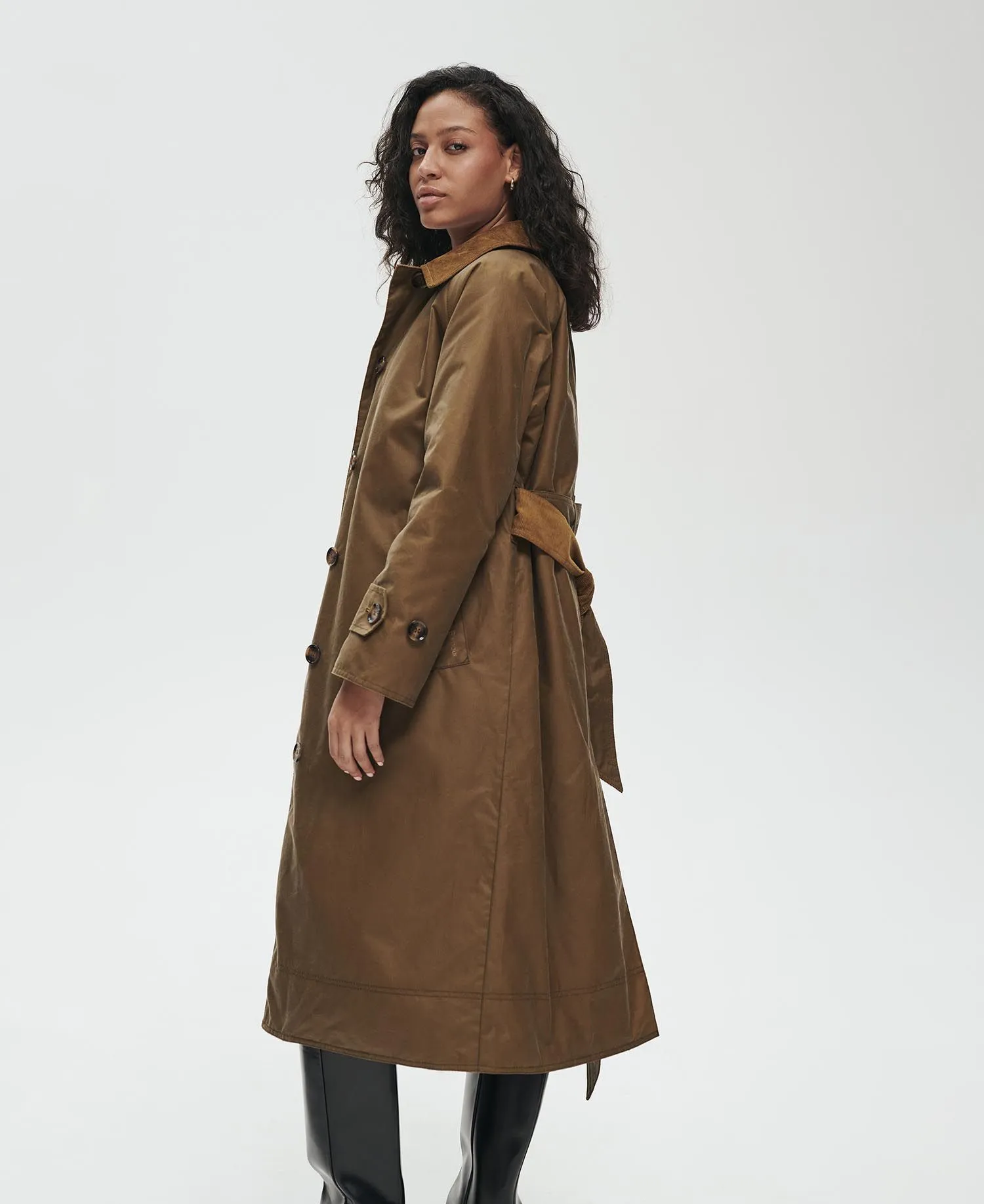 Marianne Waxed Trench Coat Sand/Ancient Loden Tartan