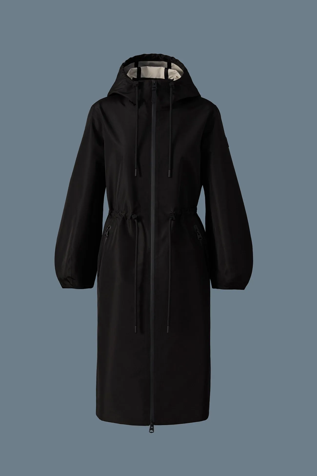 MEKELLE-Z Long Recycled Technical Rain Coat Black-Trench