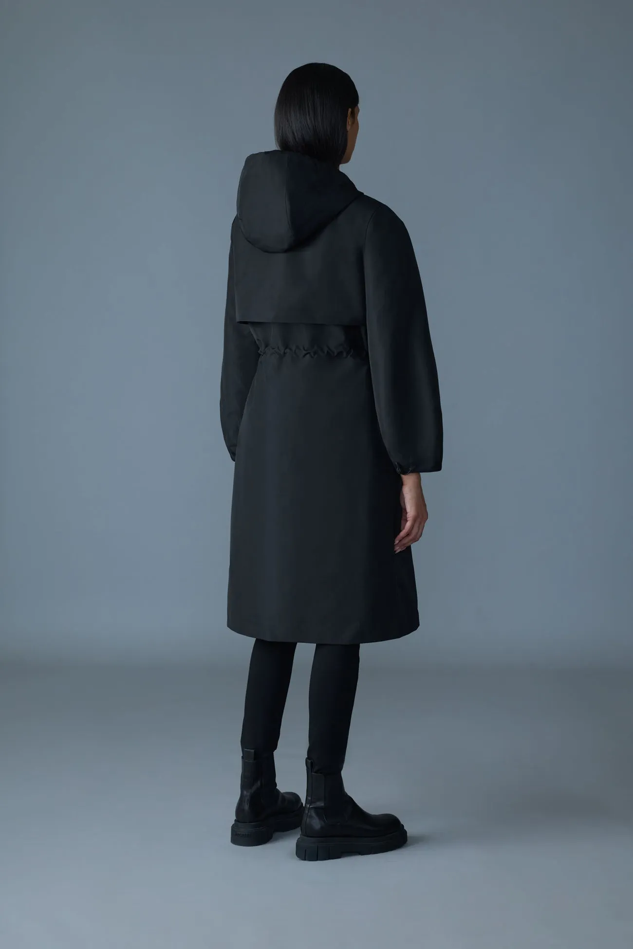MEKELLE-Z Long Recycled Technical Rain Coat Black-Trench