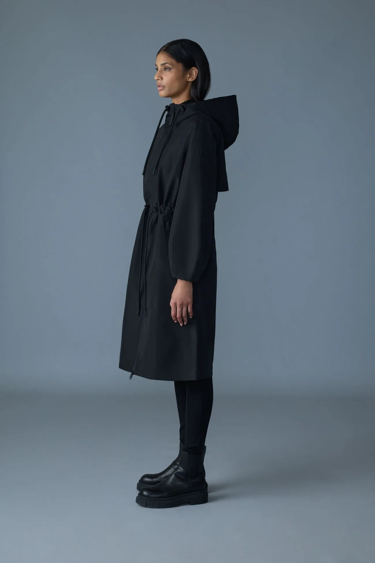 MEKELLE-Z Long Recycled Technical Rain Coat Black-Trench