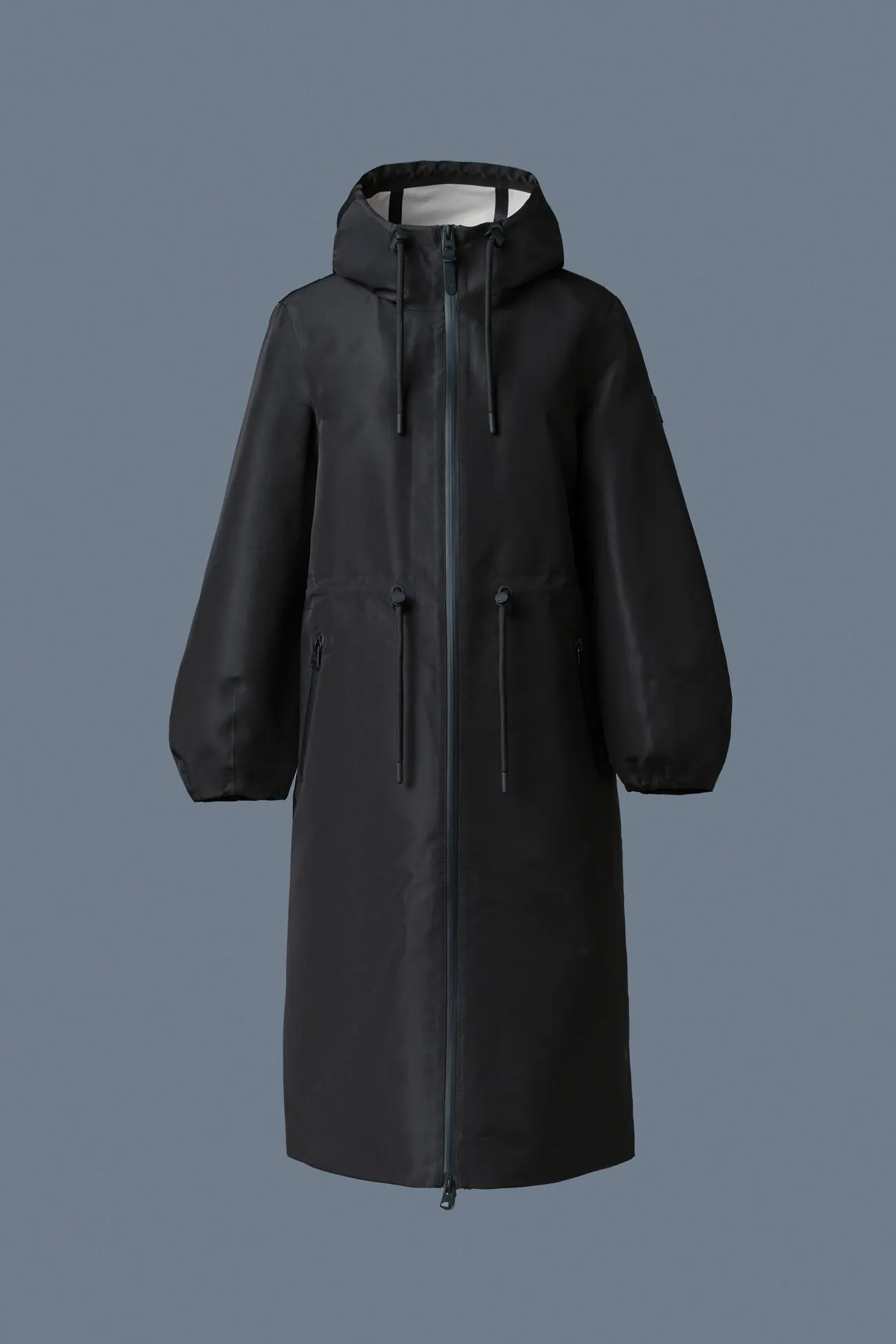 MEKELLE-Z Long Recycled Technical Rain Coat Black-Trench