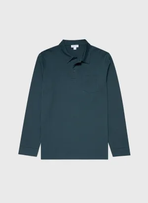 Men's Riviera Long Sleeve Polo Shirt in Peacock