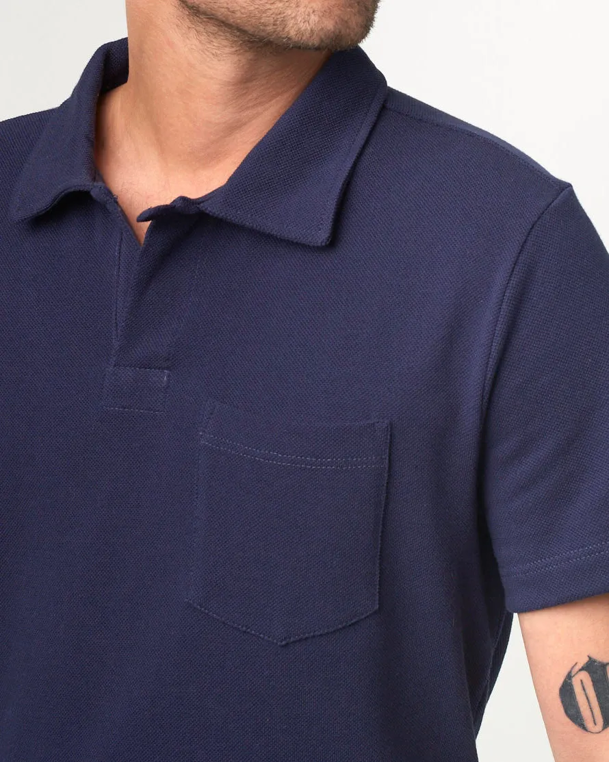 Merz b. Schwanen Good Originals 2PKPL 7.2oz Relaxed Pocket Pique Polo Shirt - Ink