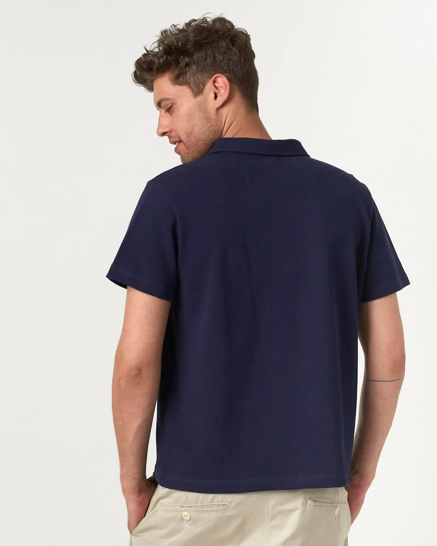 Merz b. Schwanen Good Originals 2PKPL 7.2oz Relaxed Pocket Pique Polo Shirt - Ink