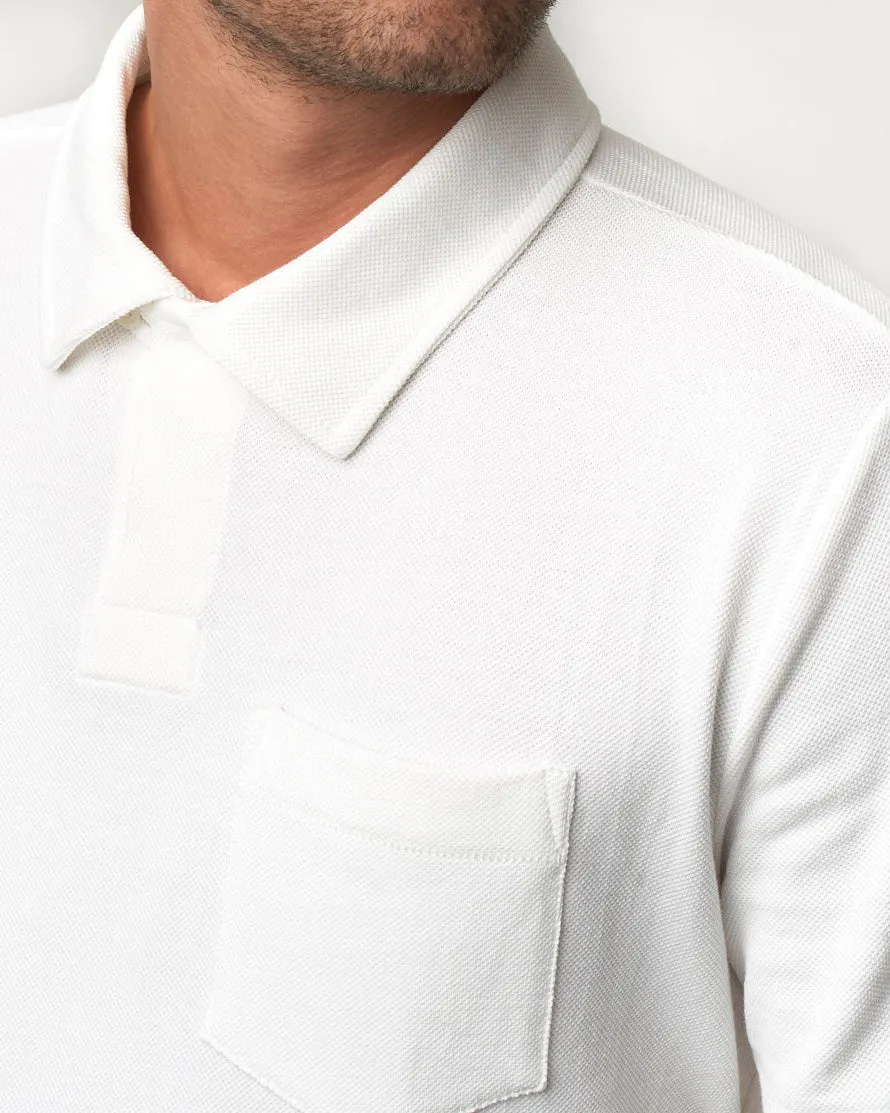 Merz b. Schwanen Good Originals 2PKPL 7.2oz Relaxed Pocket Pique Polo Shirt - White