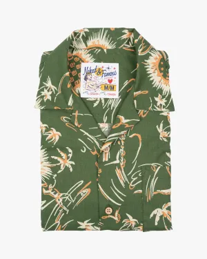Naked & Famous Denim Aloha Shirt - Waikiki Waves / Green