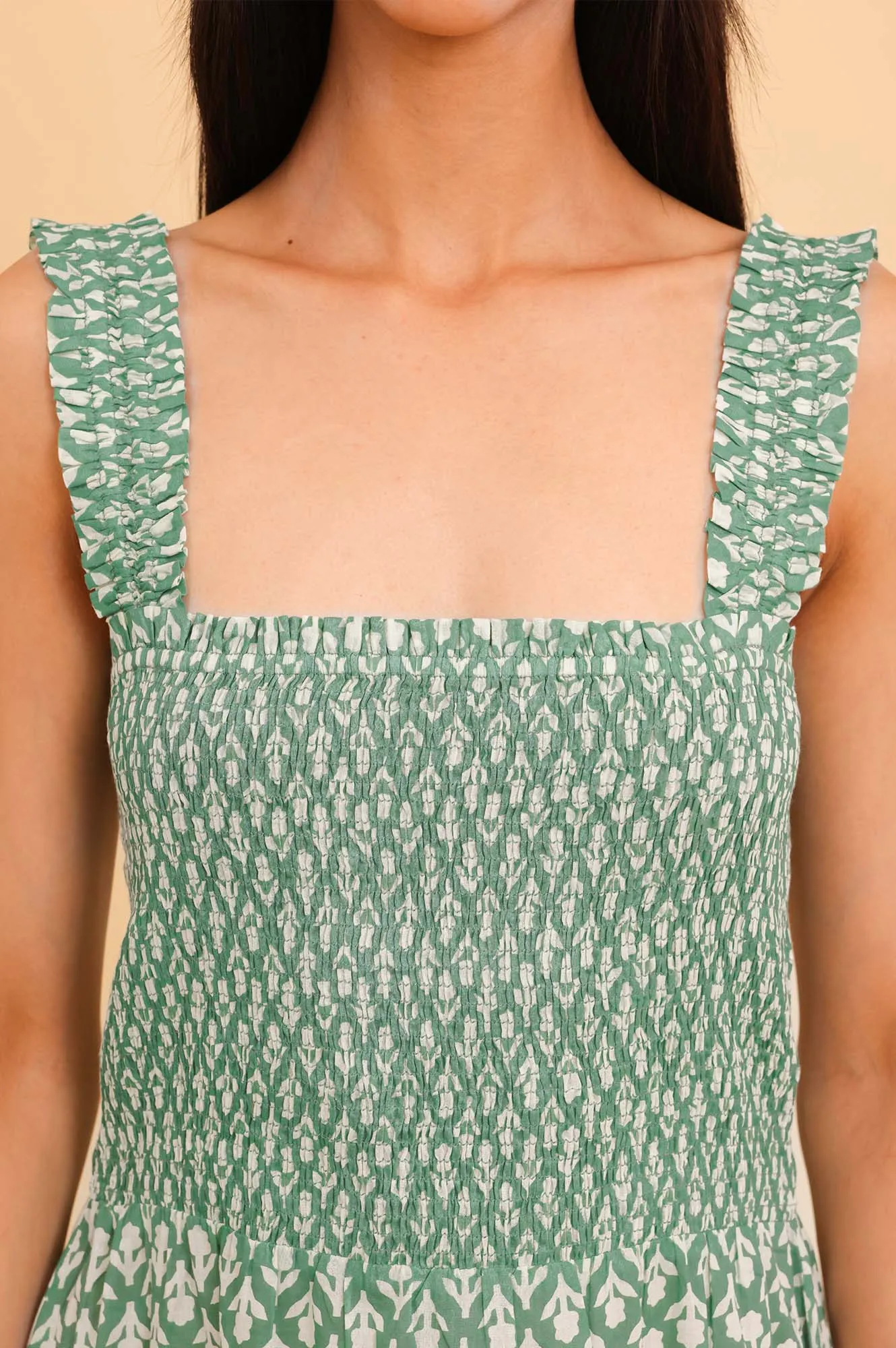 Rhianna Organic Cotton Dress Sage/White