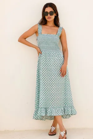 Rhianna Organic Cotton Dress Sage/White