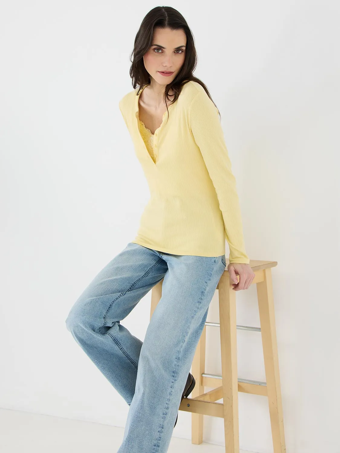 Ribbed Henley Top