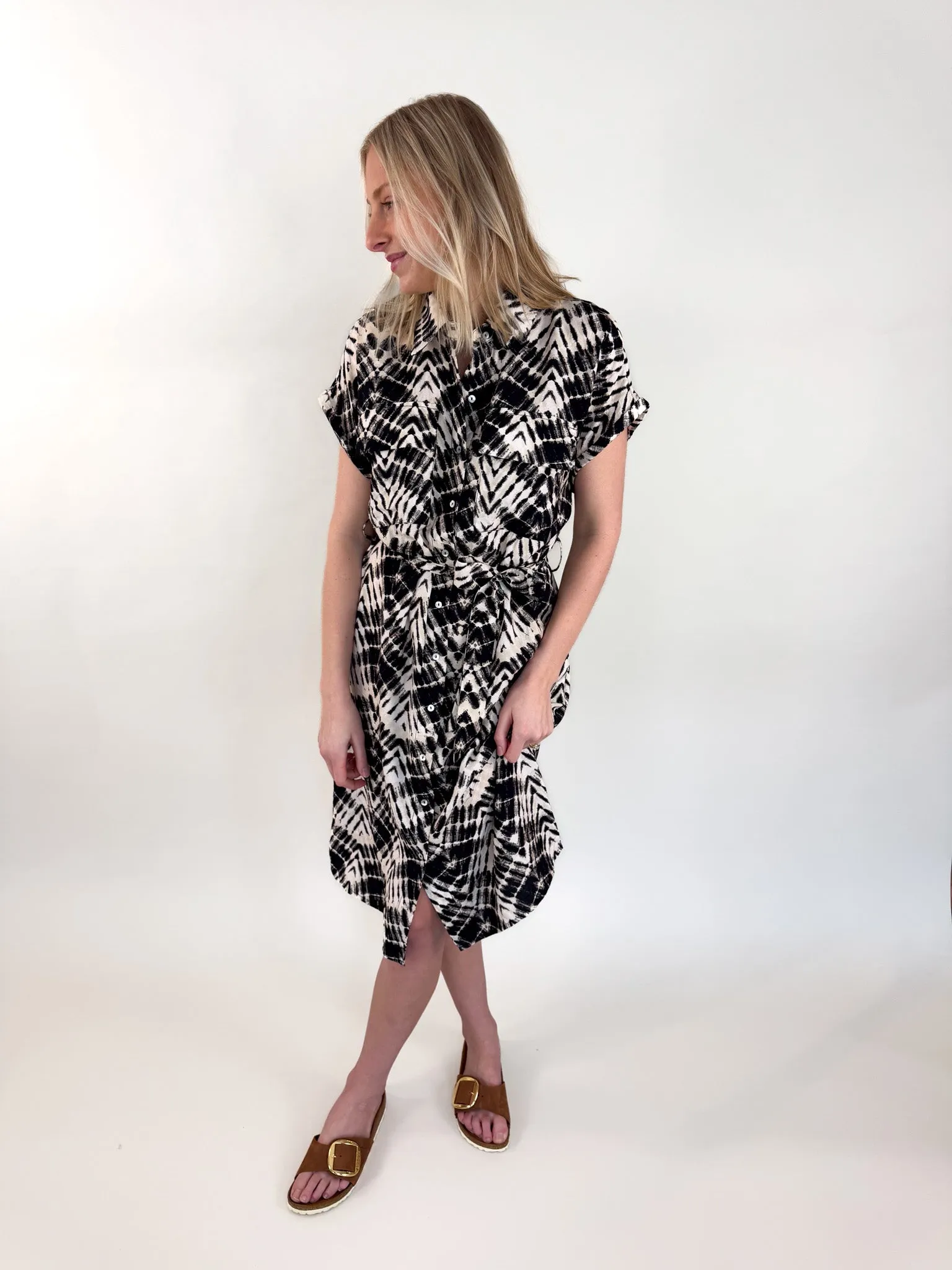 Rissa Button Front Midi Dress