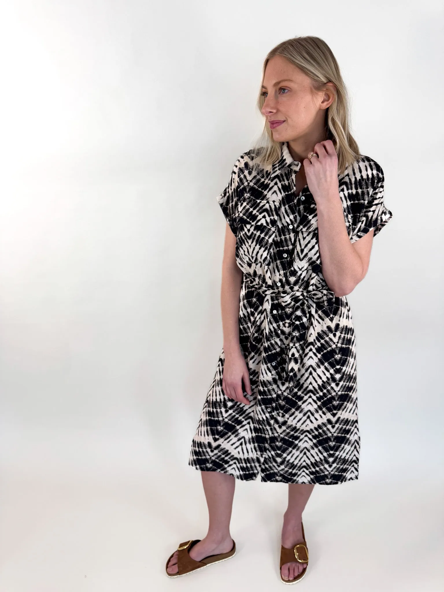 Rissa Button Front Midi Dress