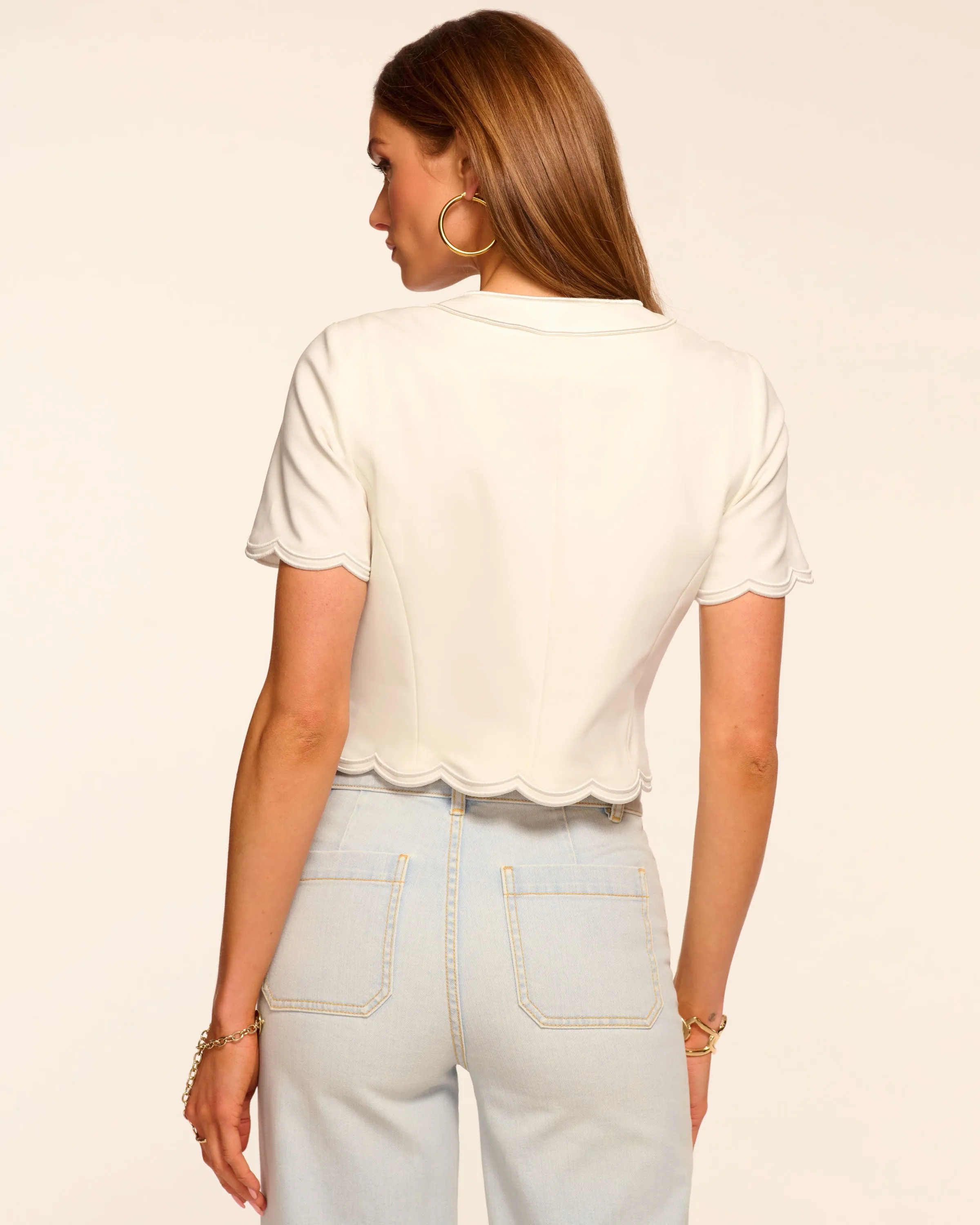 Sandra Stretch Cotton Scalloped Jacket