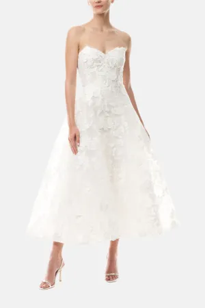 Strapless Lace Tea Length Dress