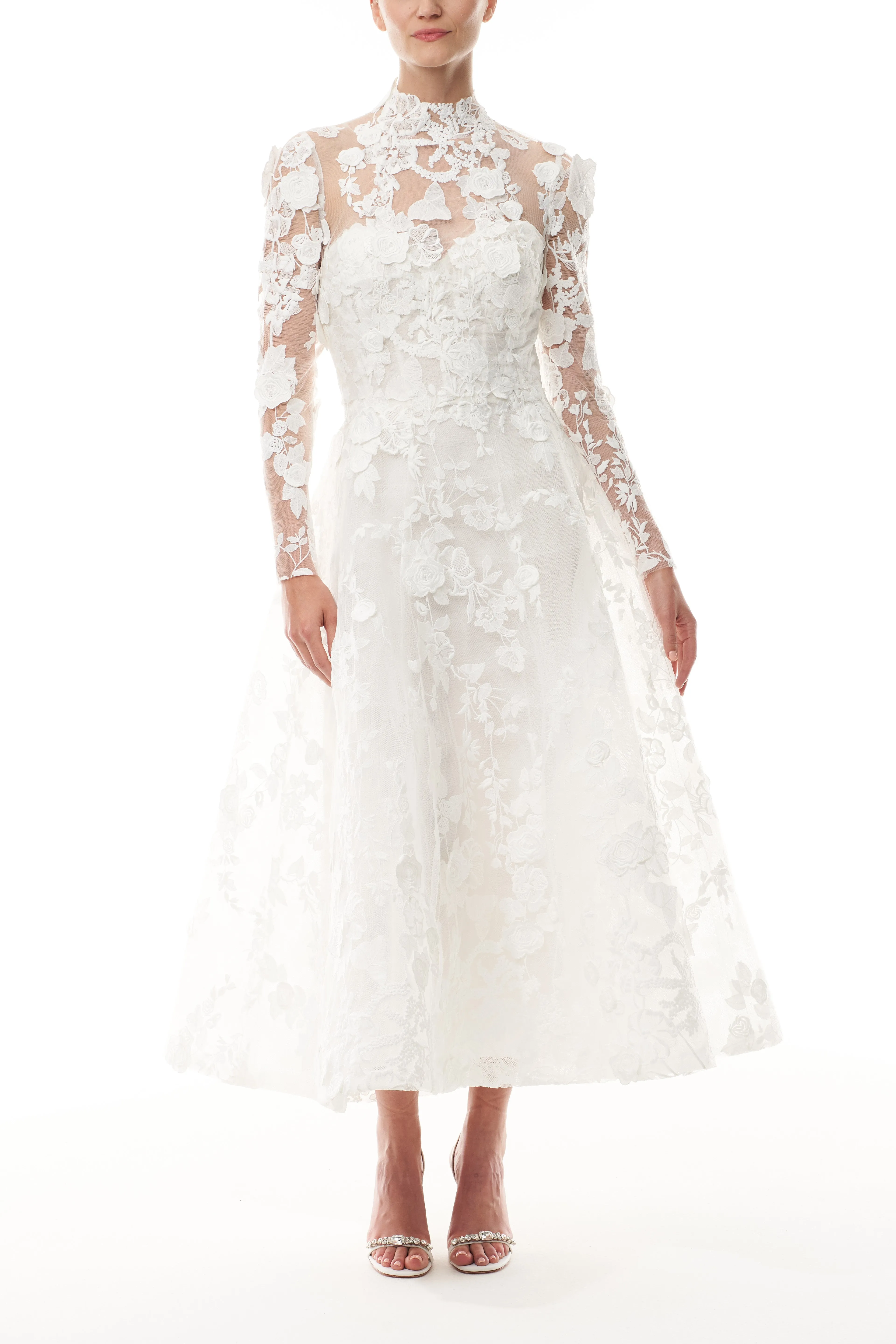 Strapless Lace Tea Length Dress
