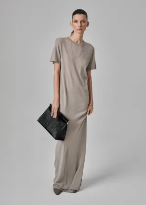 T-Shirt Dress in Fine Cashmere - Stone