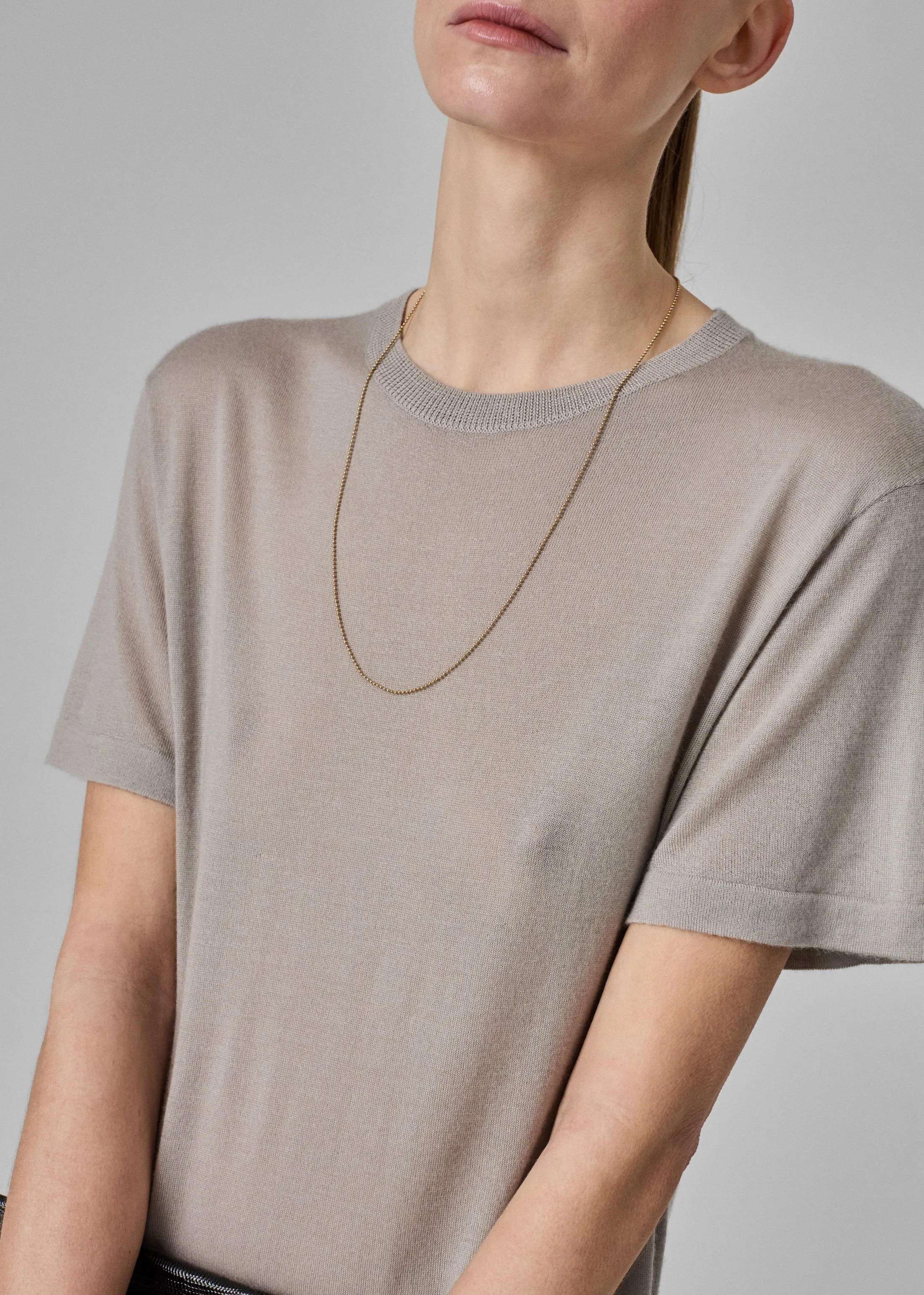 T-Shirt Dress in Fine Cashmere - Stone