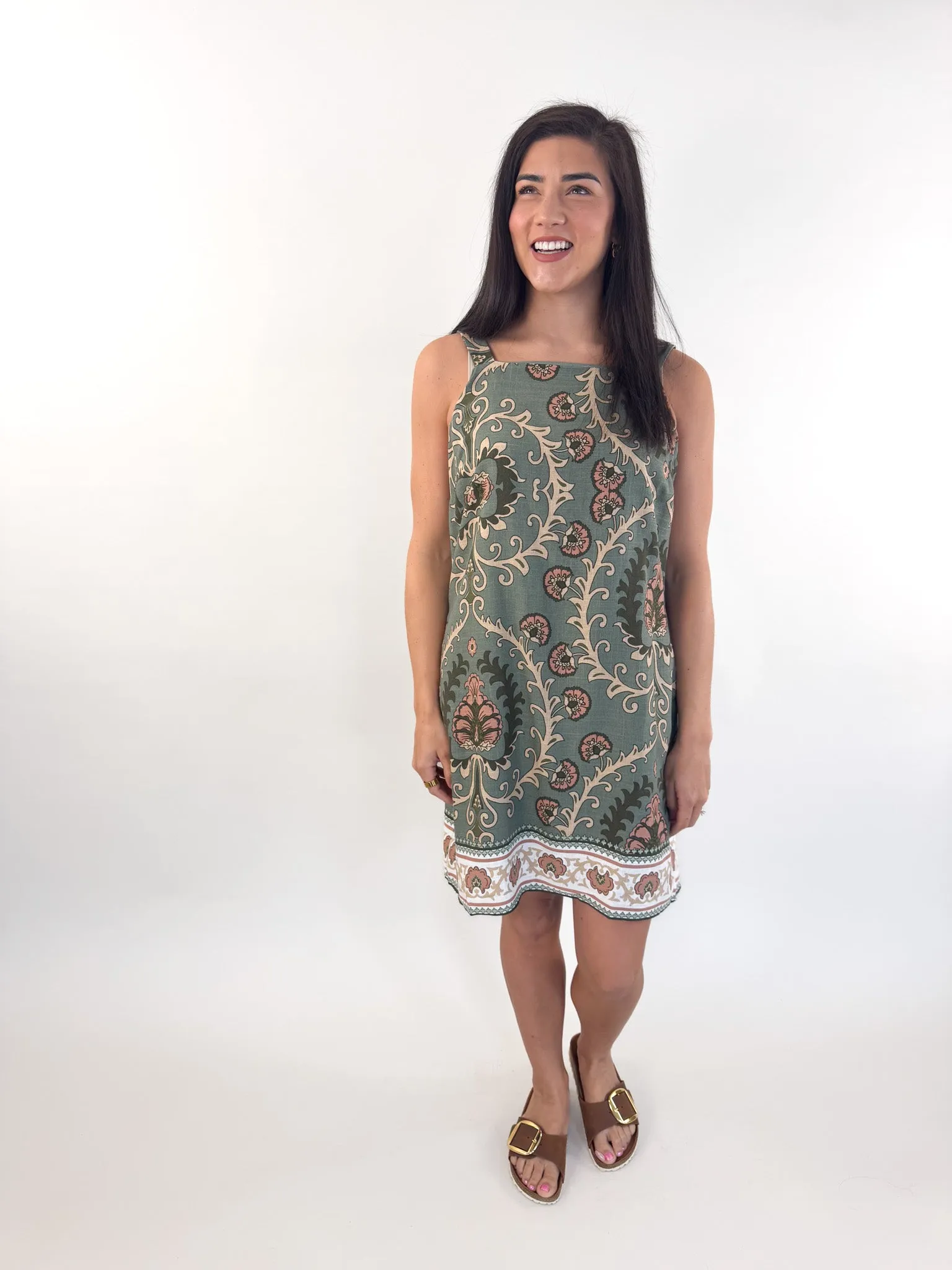 Tapestry Sage Shift Dress