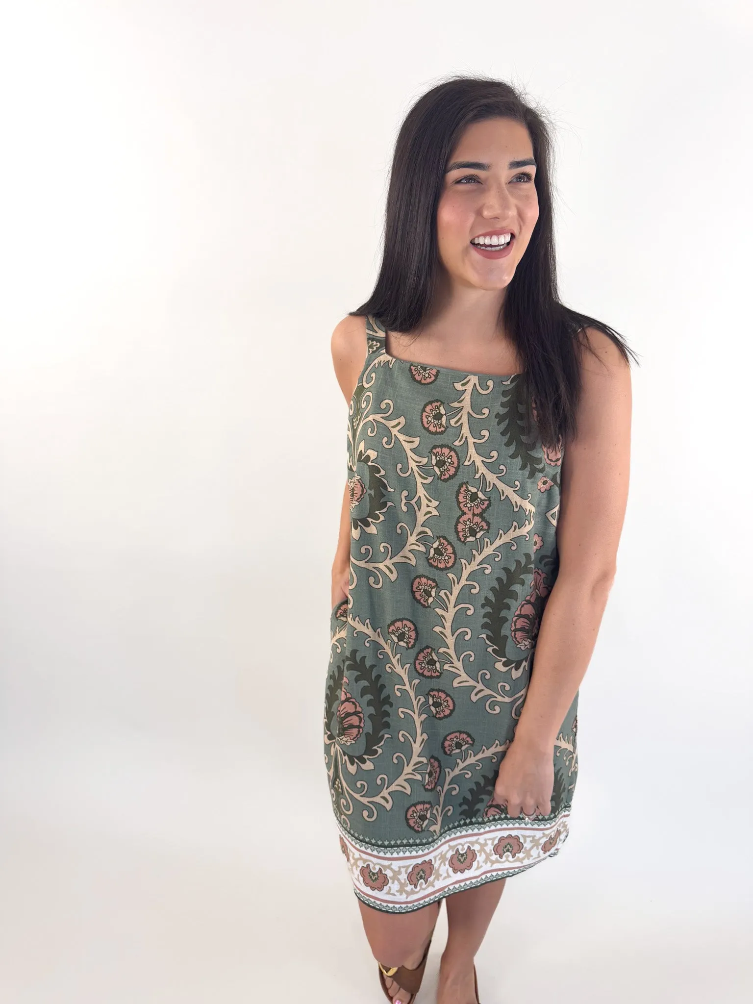 Tapestry Sage Shift Dress