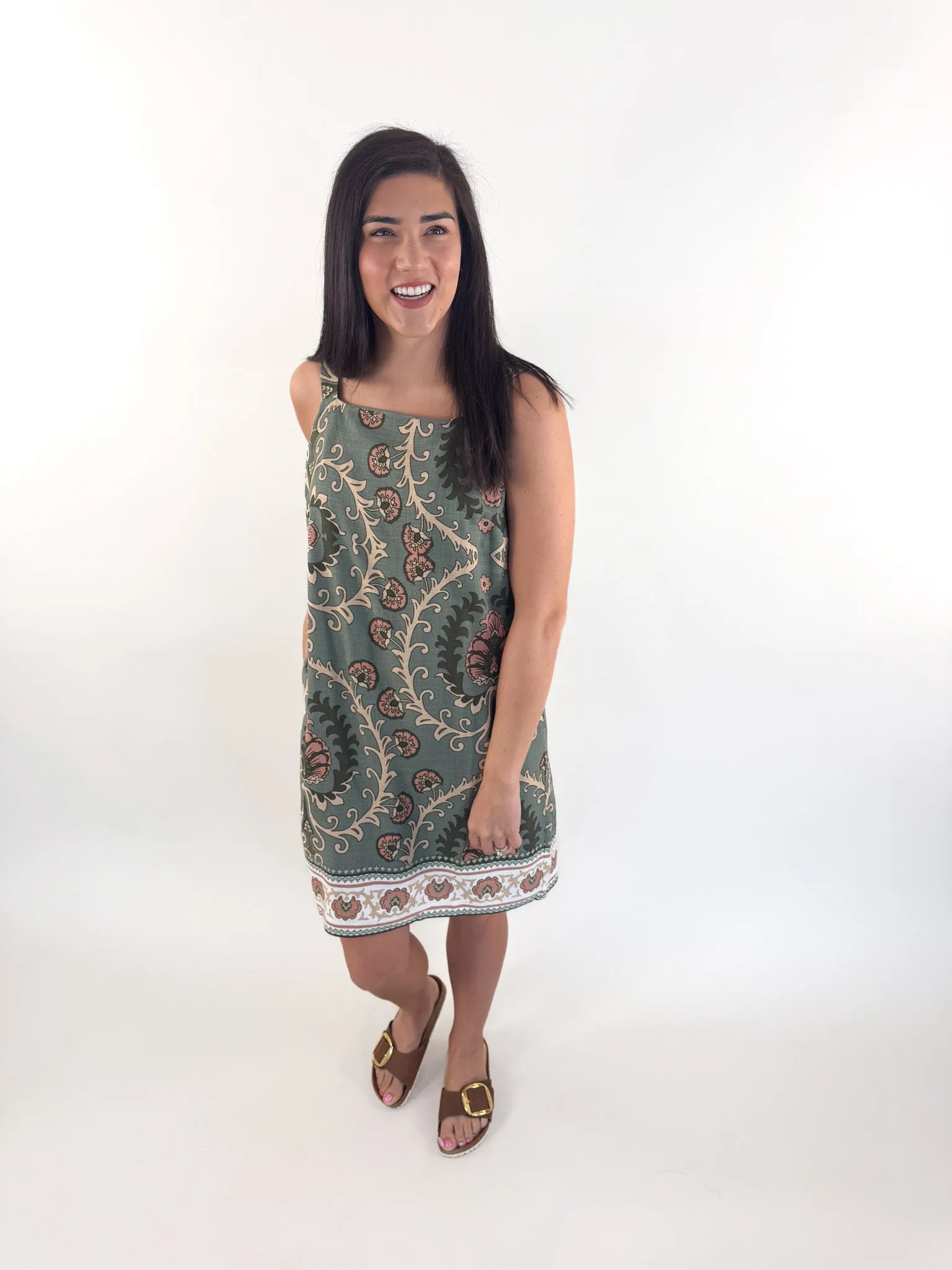 Tapestry Sage Shift Dress